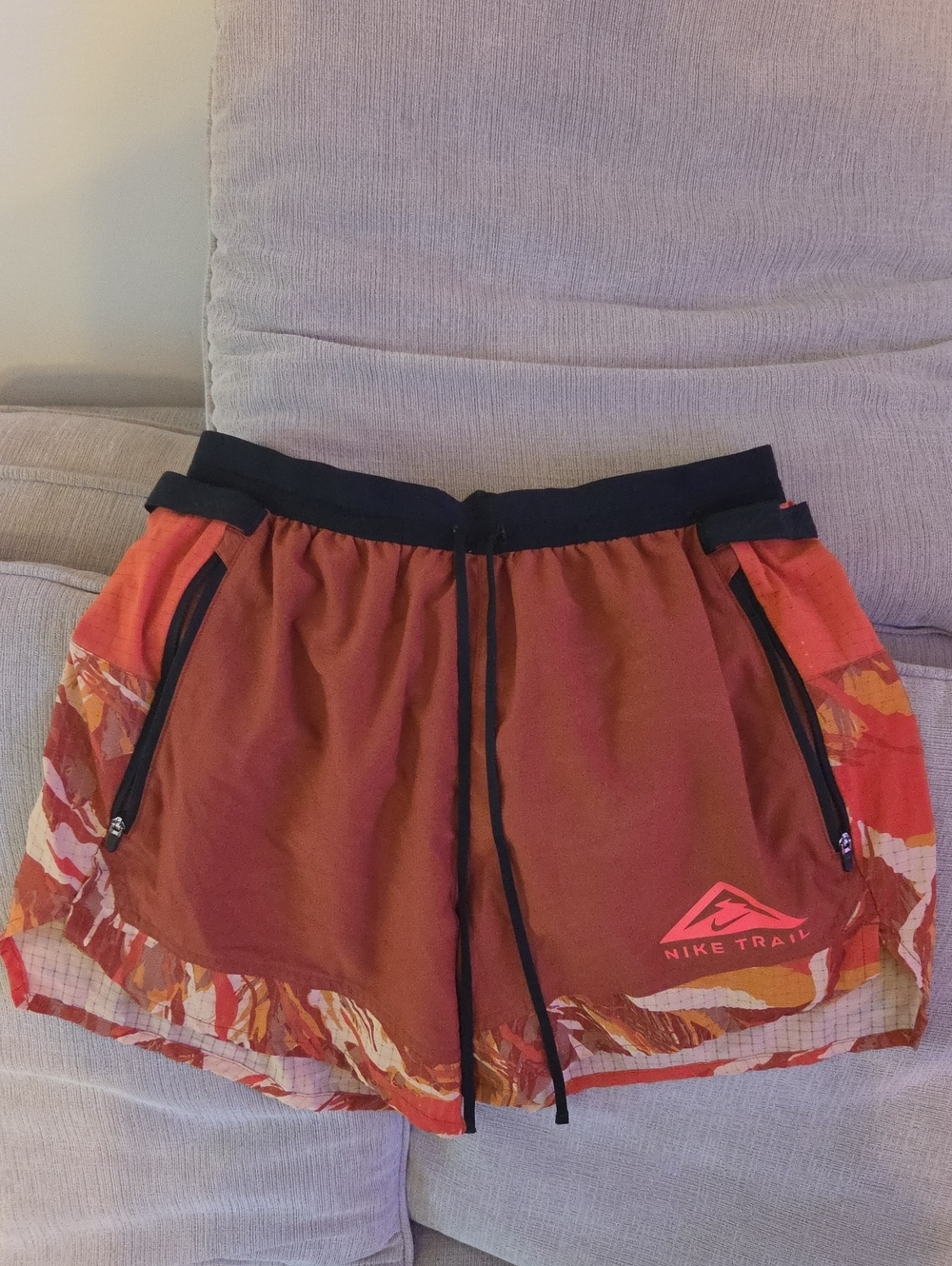 Nike Men's Orange and Black Trail Running Shorts